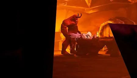 Cartoon porno: un enorme demone fatto di Warcraft si mette su un cazzo Elfo